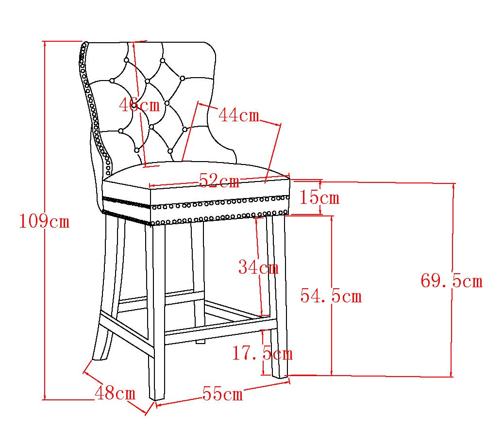 Salmon Fabric Barstool Set Of 2 - F458-B26 SM