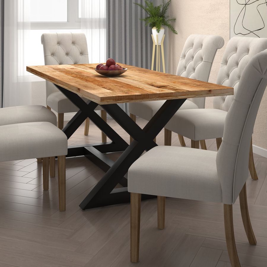 Zax Rectangular Dining Table in Natural and Black 201-147NAT_BK