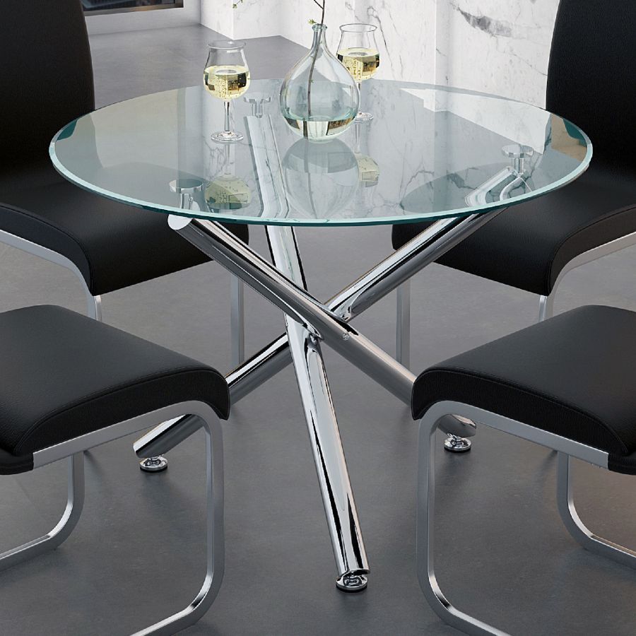 Solara II Round Dining Table in Chrome 201-160-40