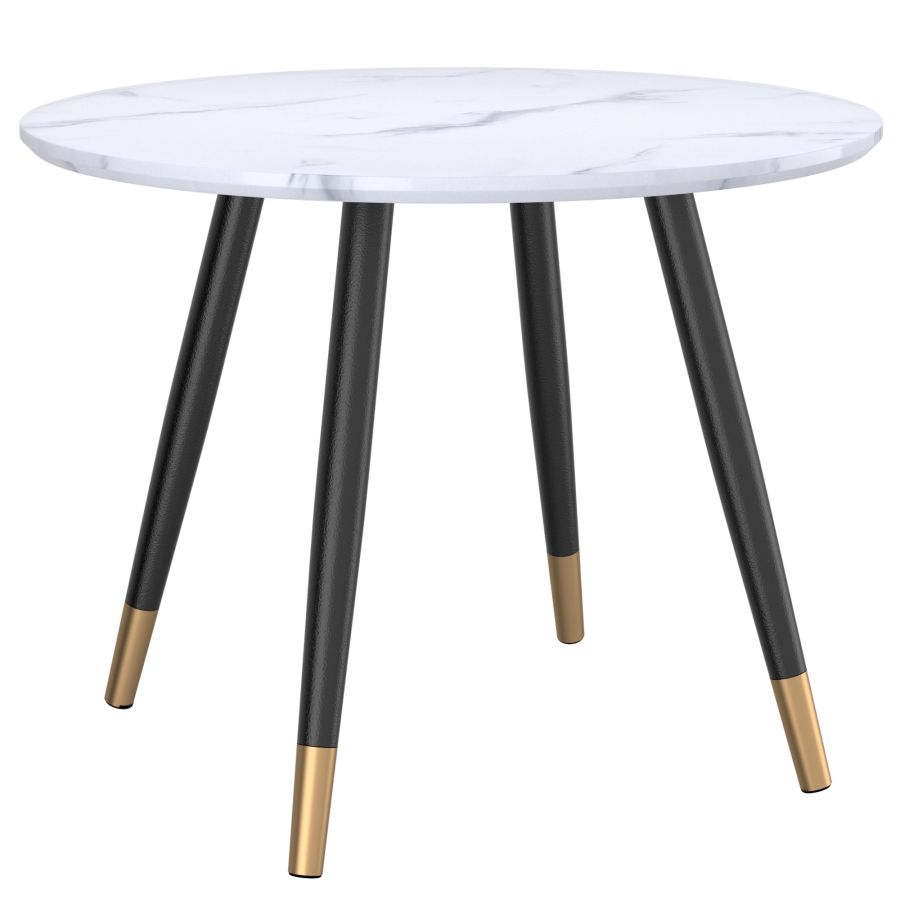 Emery Round Dining Table in White and Black 201-294RND-WT