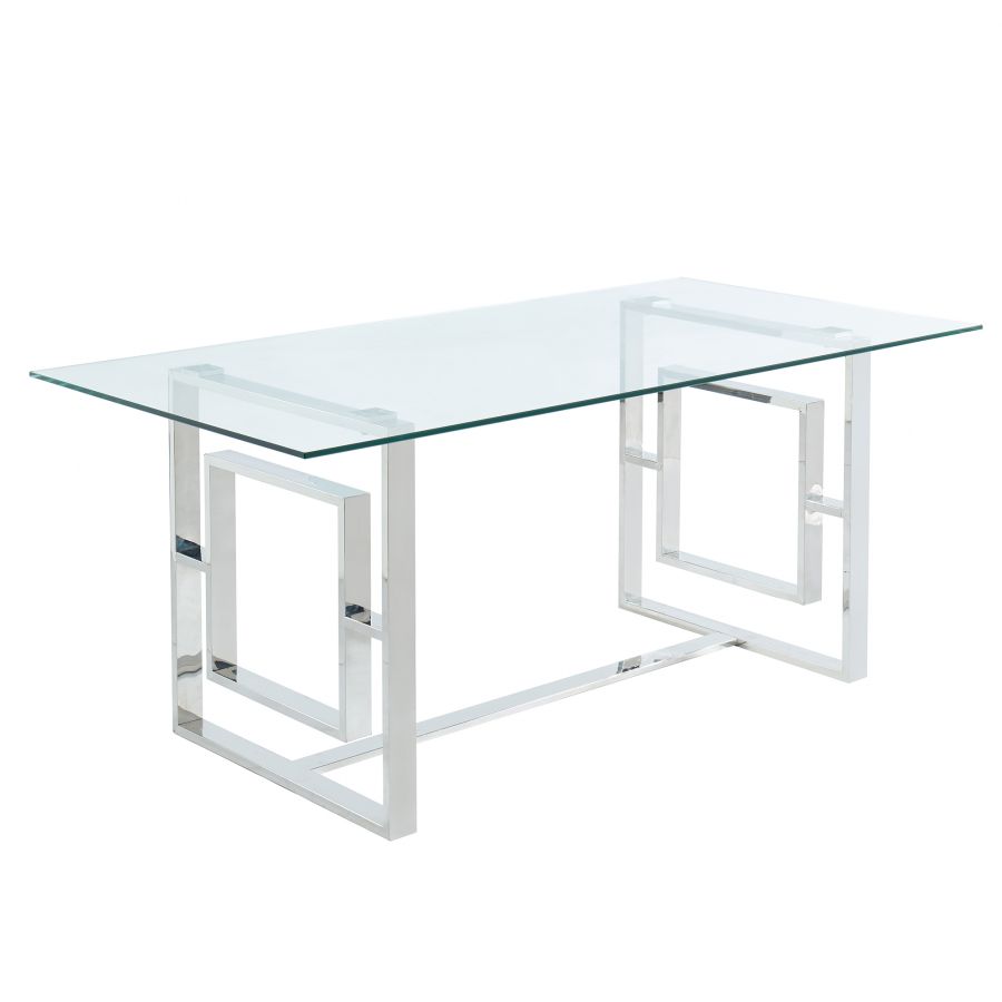 Eros Rectangular Dining Table in Silver 201-482CH