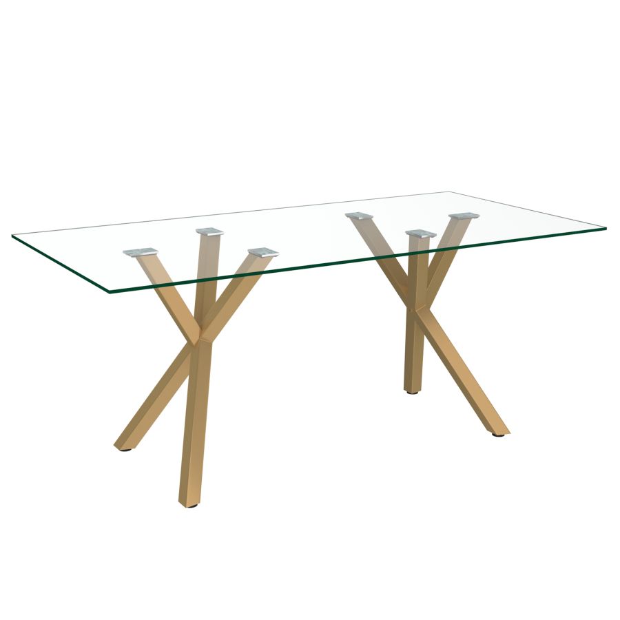 Stark Rectangular Dining Table in Aged Gold 201-535GL