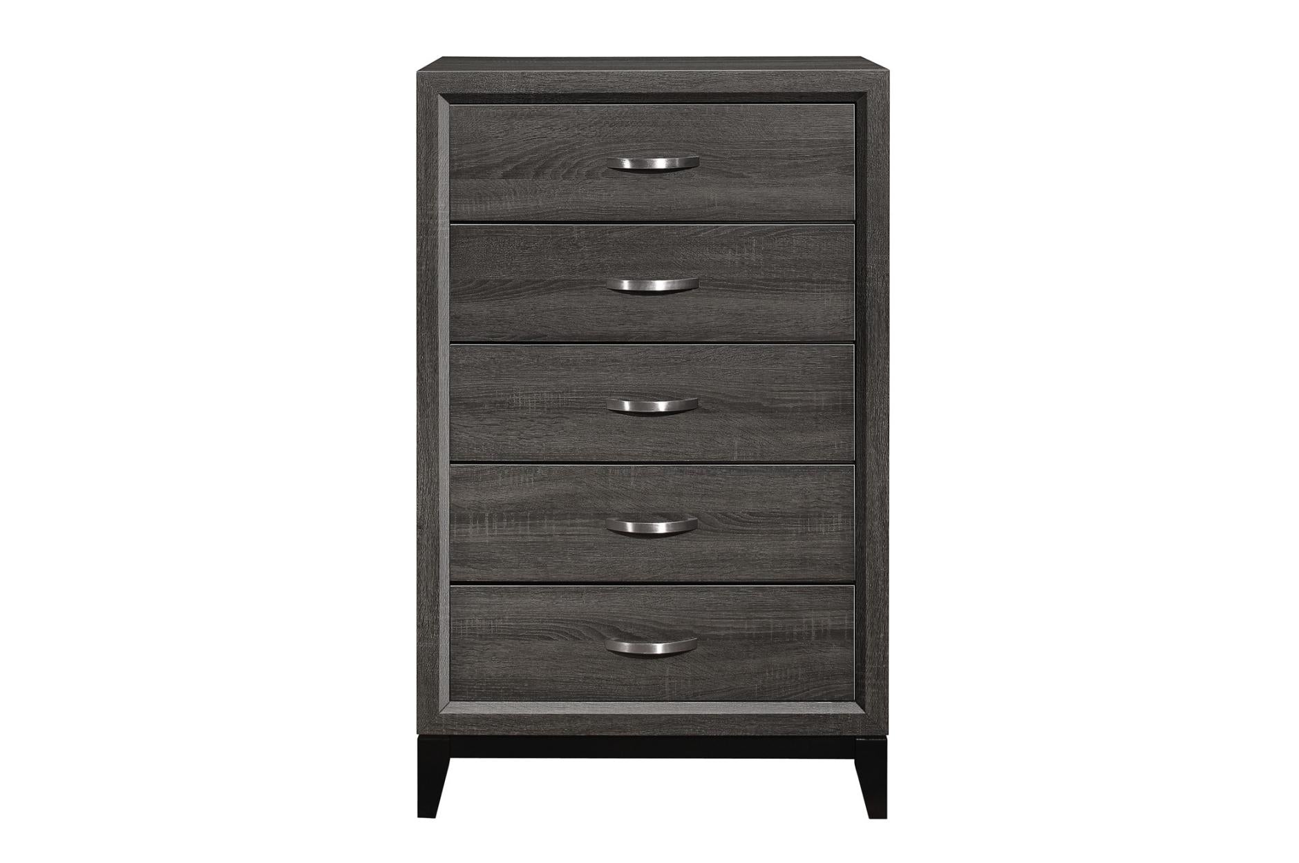 Davi Grey Wooden 5 Drawer Chest 1645