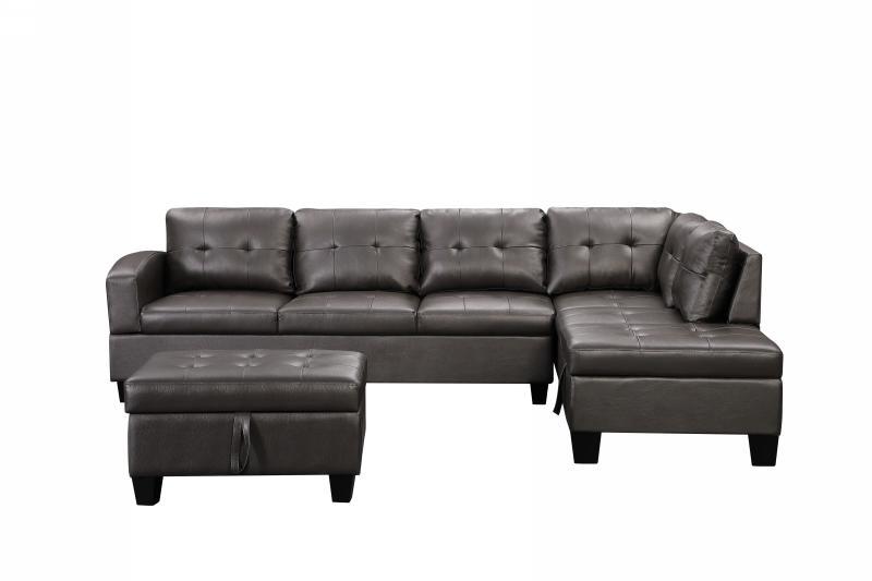Sectional with Storage Ottoman - Black 2019