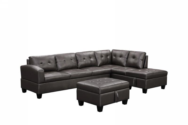 Sectional with Storage Ottoman - Black 2019