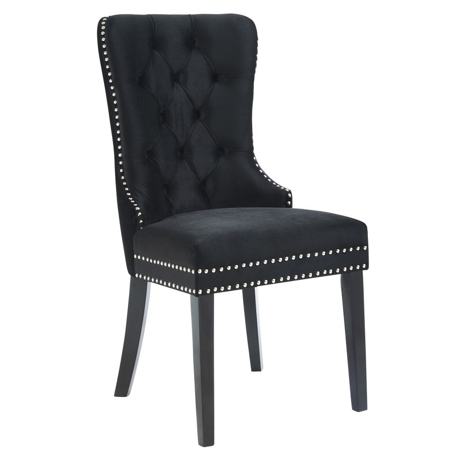 Rizzo Side Chair, Velvet, Set of 2 in Black 202-080BK