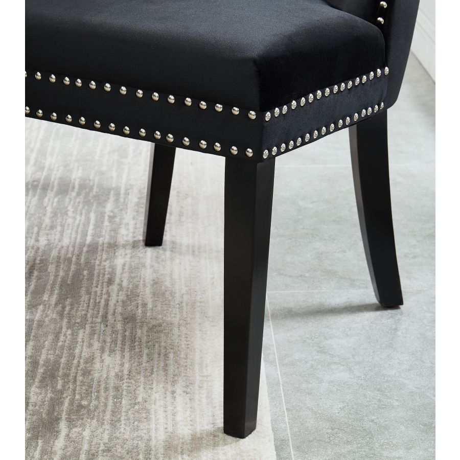 Rizzo Side Chair, Velvet, Set of 2 in Black 202-080BK