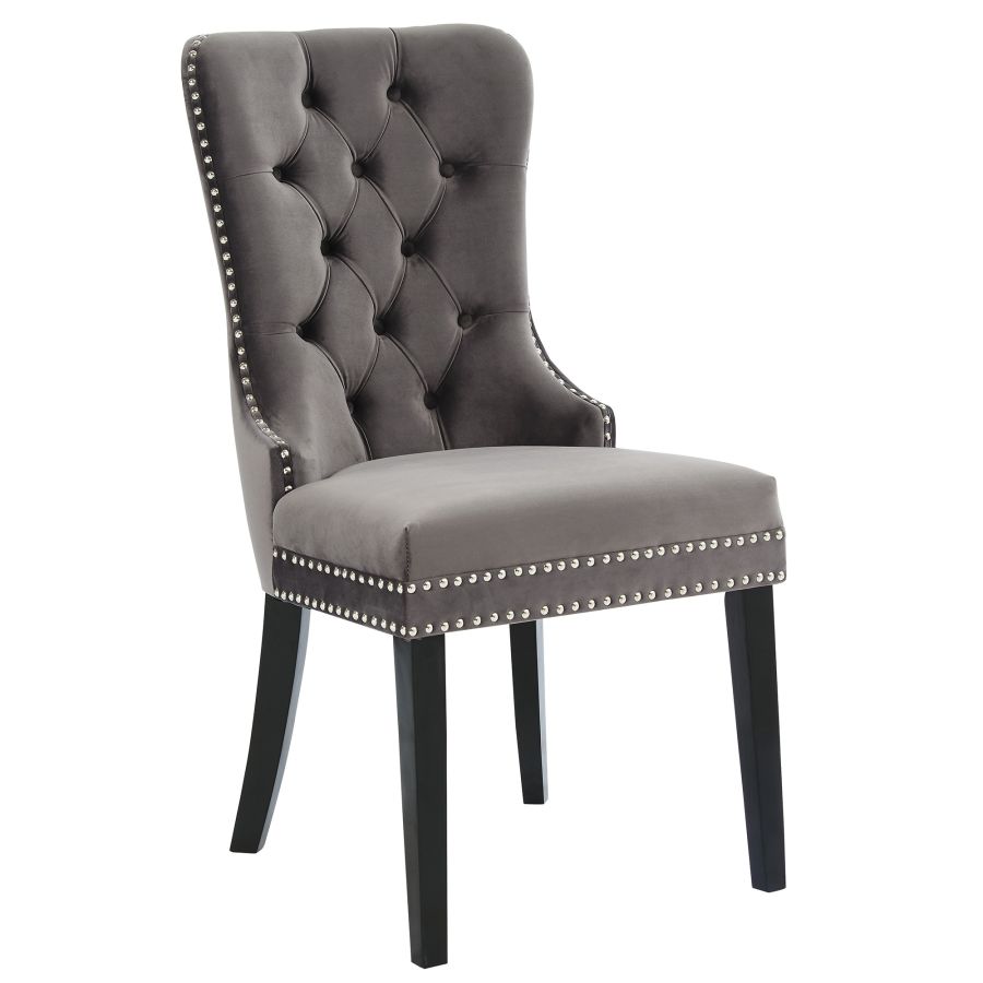 Rizzo Side Chair, Velvet, Set of 2 in Grey and Black 202-080GY