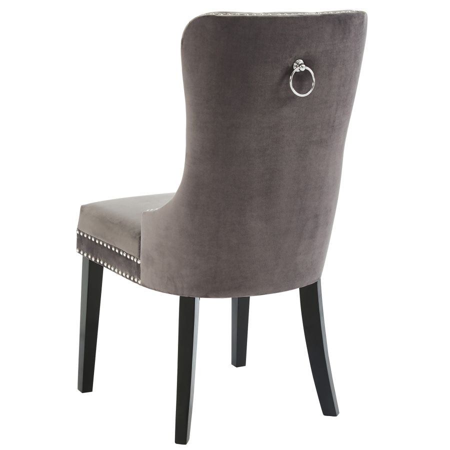 Rizzo Side Chair, Velvet, Set of 2 in Grey and Black 202-080GY