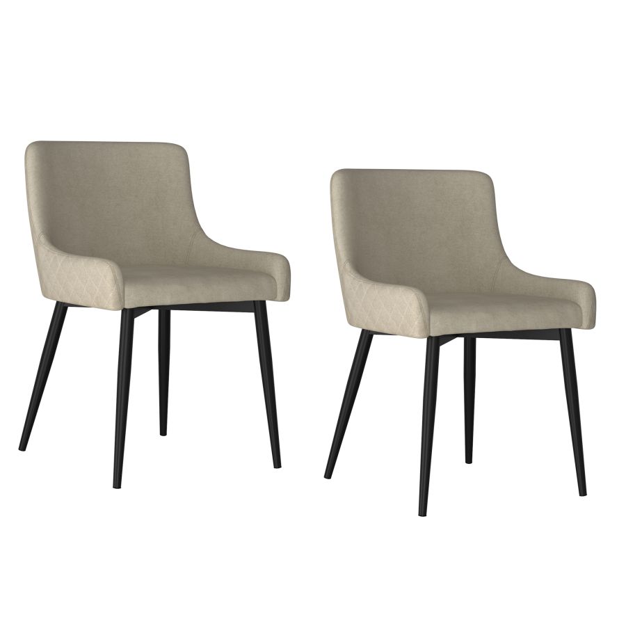 Bianca Side Chair, set of 2 in Beige with Black Leg 202-086BG/BK