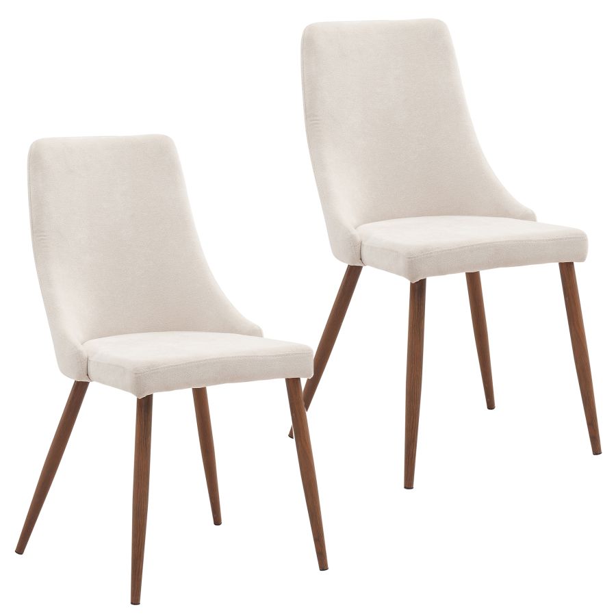 Cora Side Chair, Set of 2 in Beige and Walnut 202-182BG