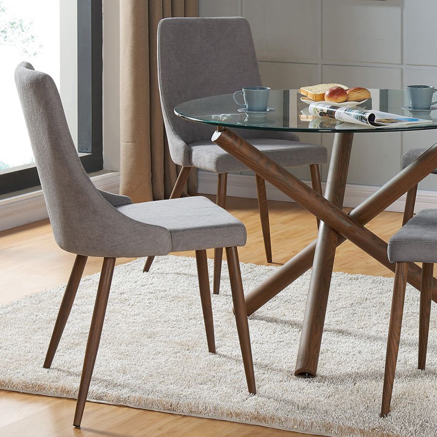 Cora Side Chair, Set of 2 in Grey and Walnut 202-182GY