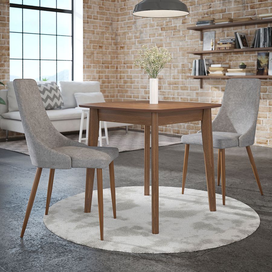 Cora Side Chair, Set of 2 in Grey and Walnut 202-182GY