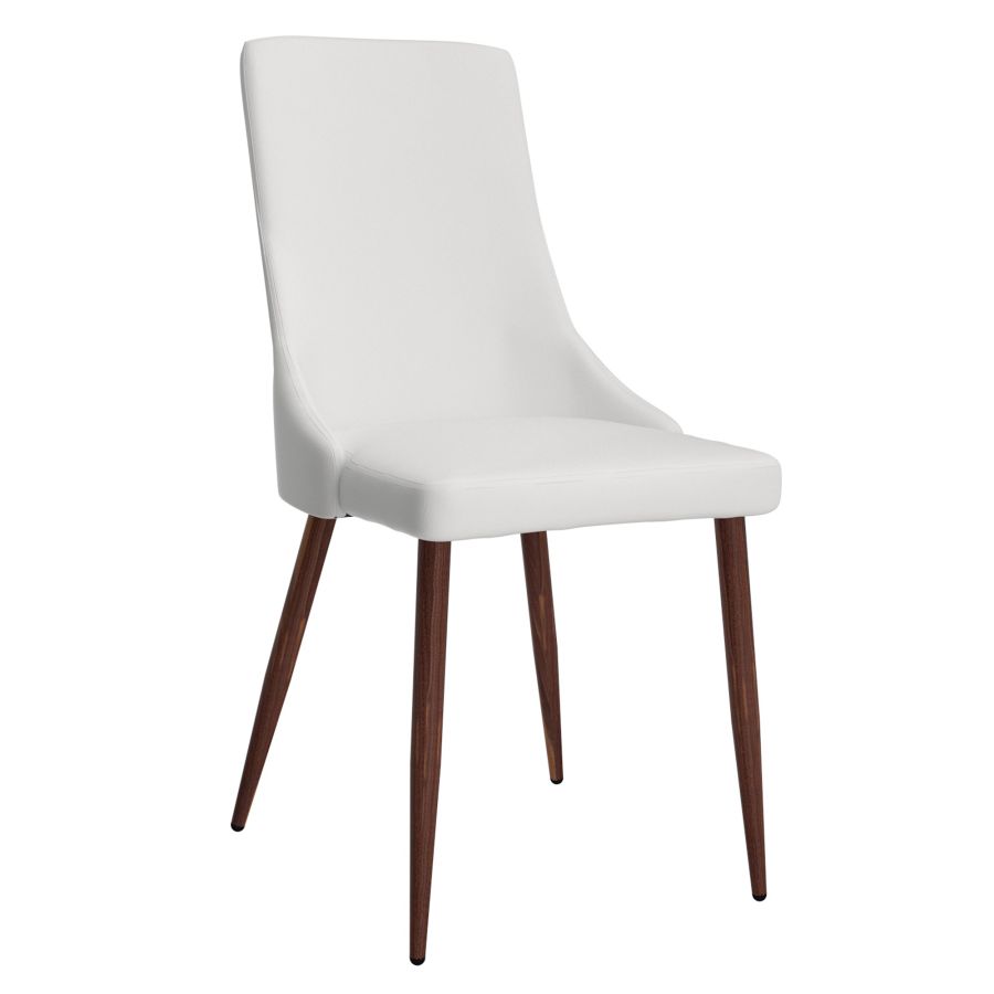 Cora Side Chair, Set of 2 in White and Walnut 202-182PUWT
