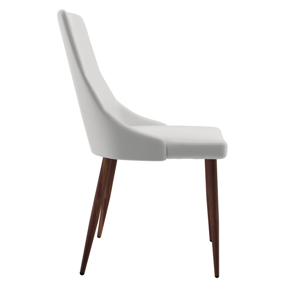 Cora Side Chair, Set of 2 in White and Walnut 202-182PUWT