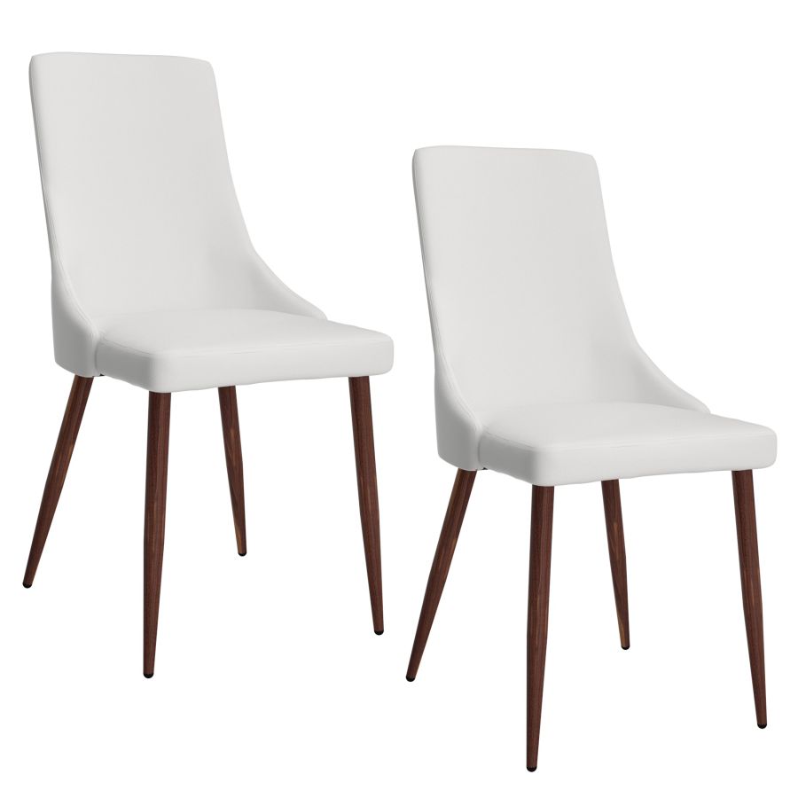Cora Side Chair, Set of 2 in White and Walnut 202-182PUWT