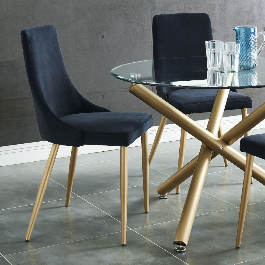 Carmilla Side Chair, Set of 2 in Black and Aged Gold