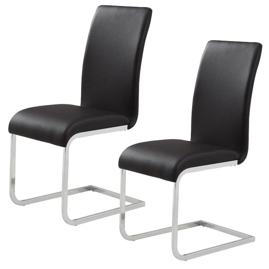 Maxim Side Chair, Set of 2 in Black and Chrome 202-489BK