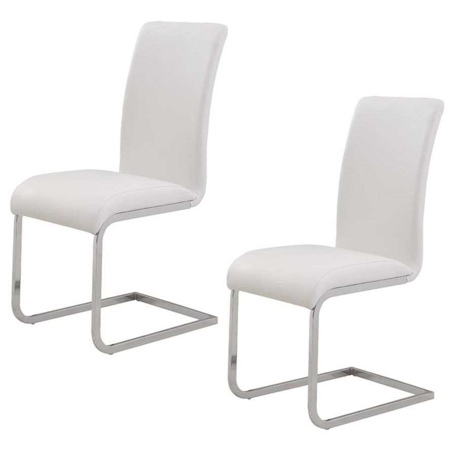 Maxim Side Chair, Set of 2 in White and Chrome 202-489WT