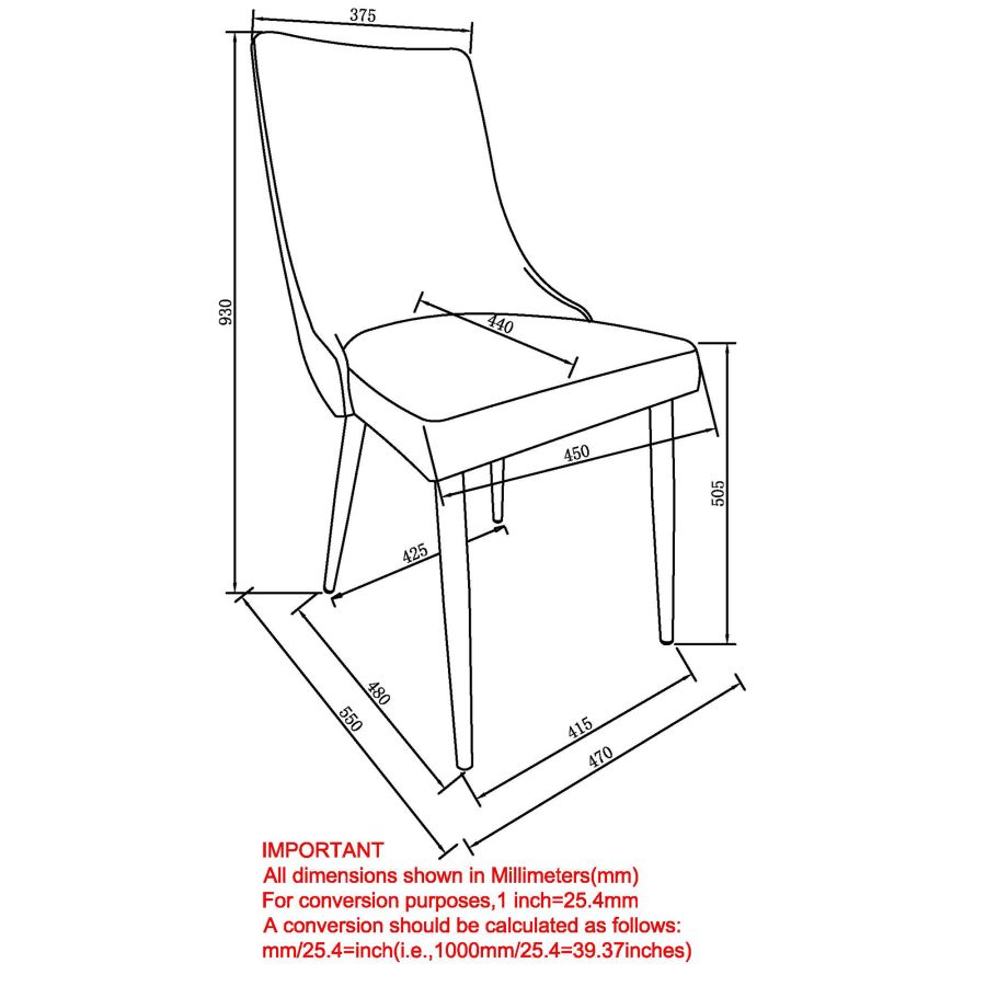 Venice Side Chair, Set of 2 in Mustard and Black 202-536MUS