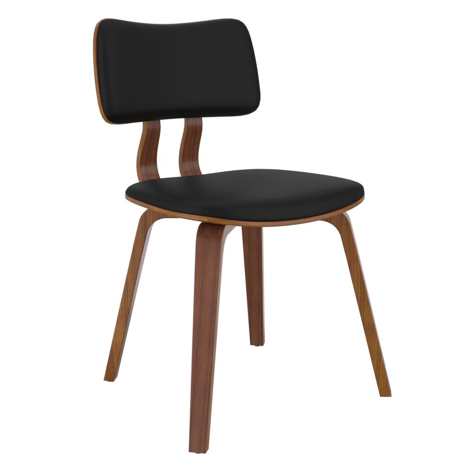 Zuni Side Chair, Faux Leather in Black Faux Leather and Walnut 202-581PUBK