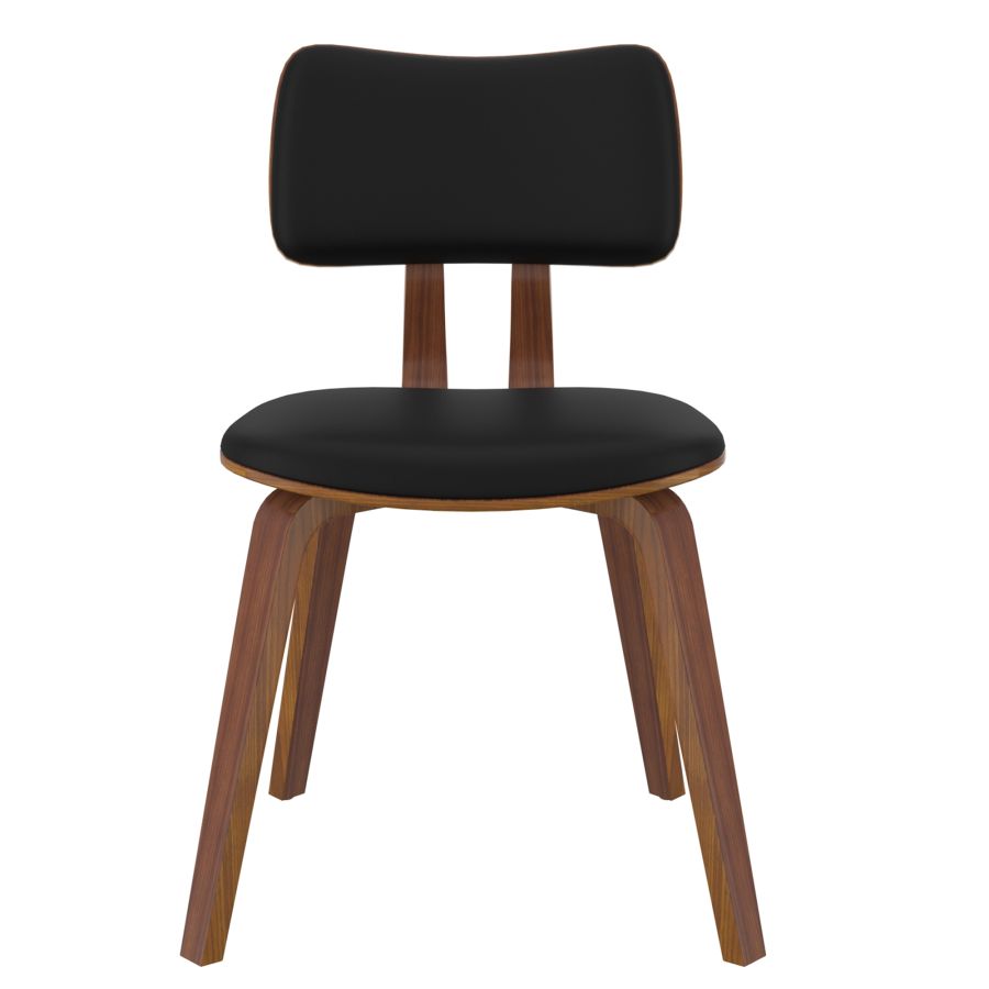 Zuni Side Chair, Faux Leather in Black Faux Leather and Walnut 202-581PUBK