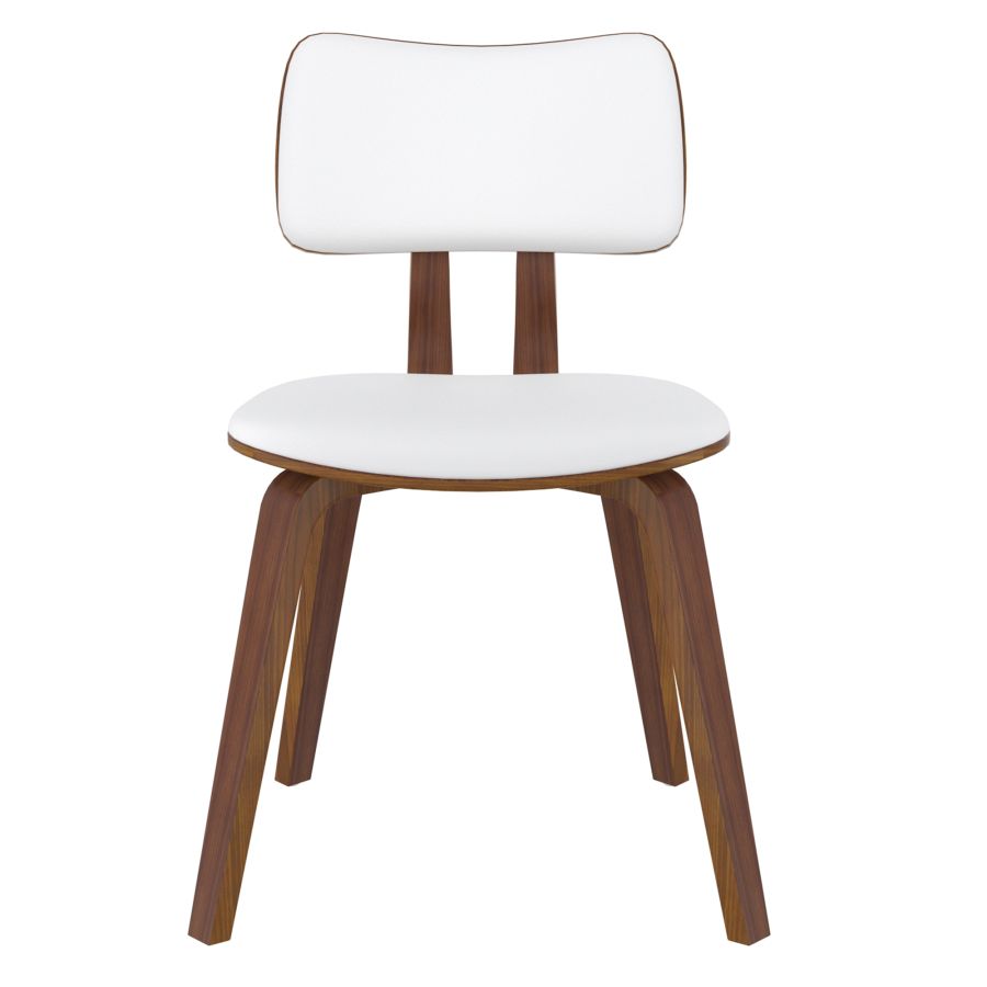 Zuni Side Chair, Faux Leather in White Faux Leather and Walnut 202-581PUWT