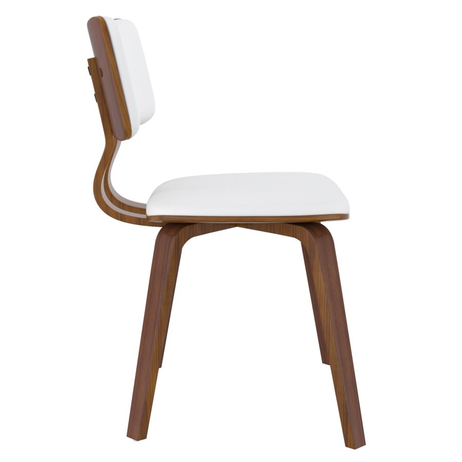 Zuni Side Chair, Faux Leather in White Faux Leather and Walnut 202-581PUWT