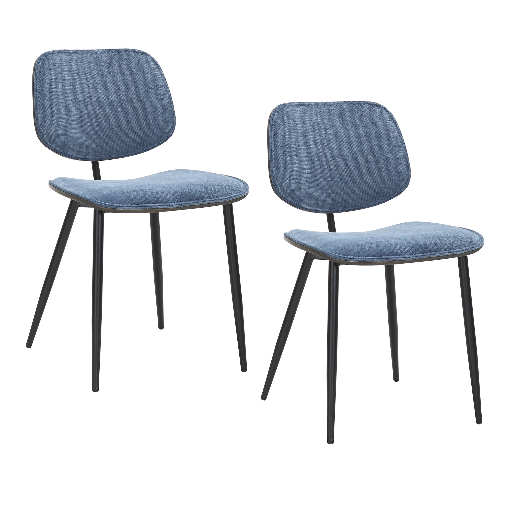 Capri Side Chair, Set of 2, in Blue, Walnut and Black 202-591BLU