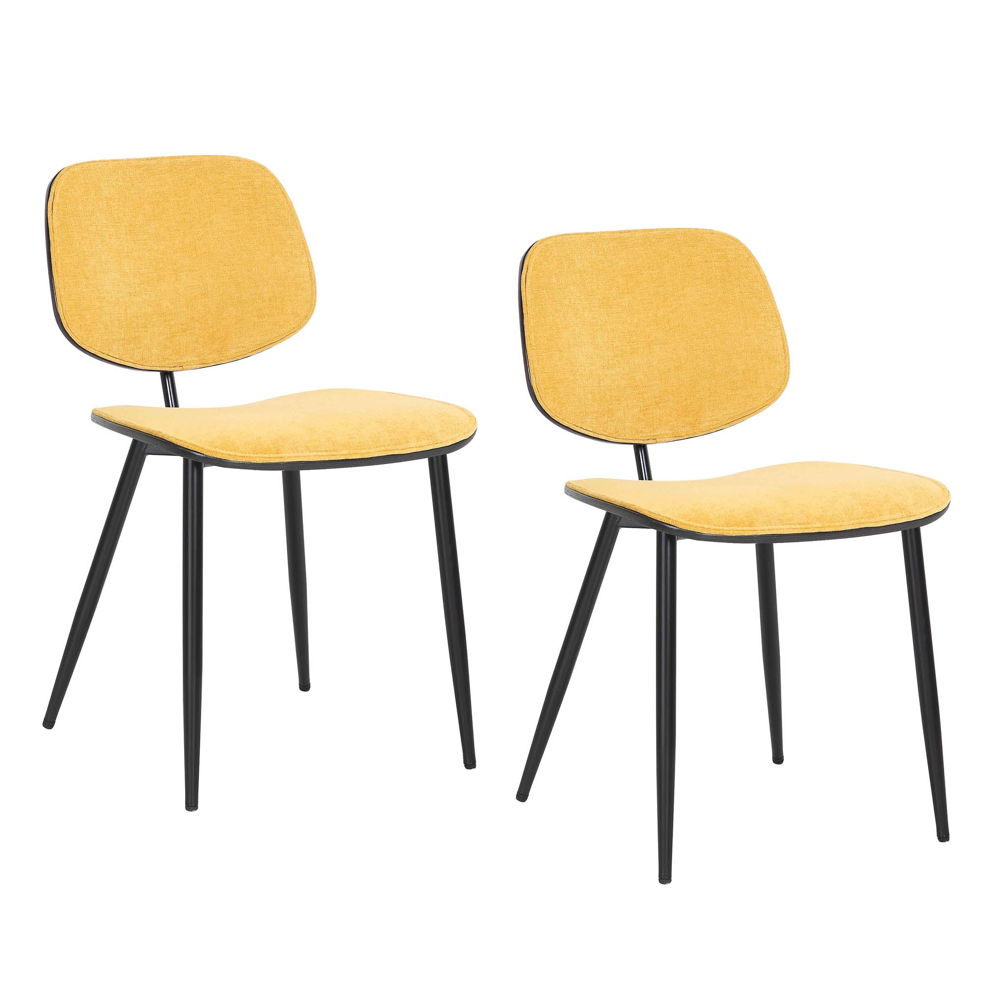 Capri Side Chair, Set of 2, in Mustard, Walnut and Black 202-591MUS