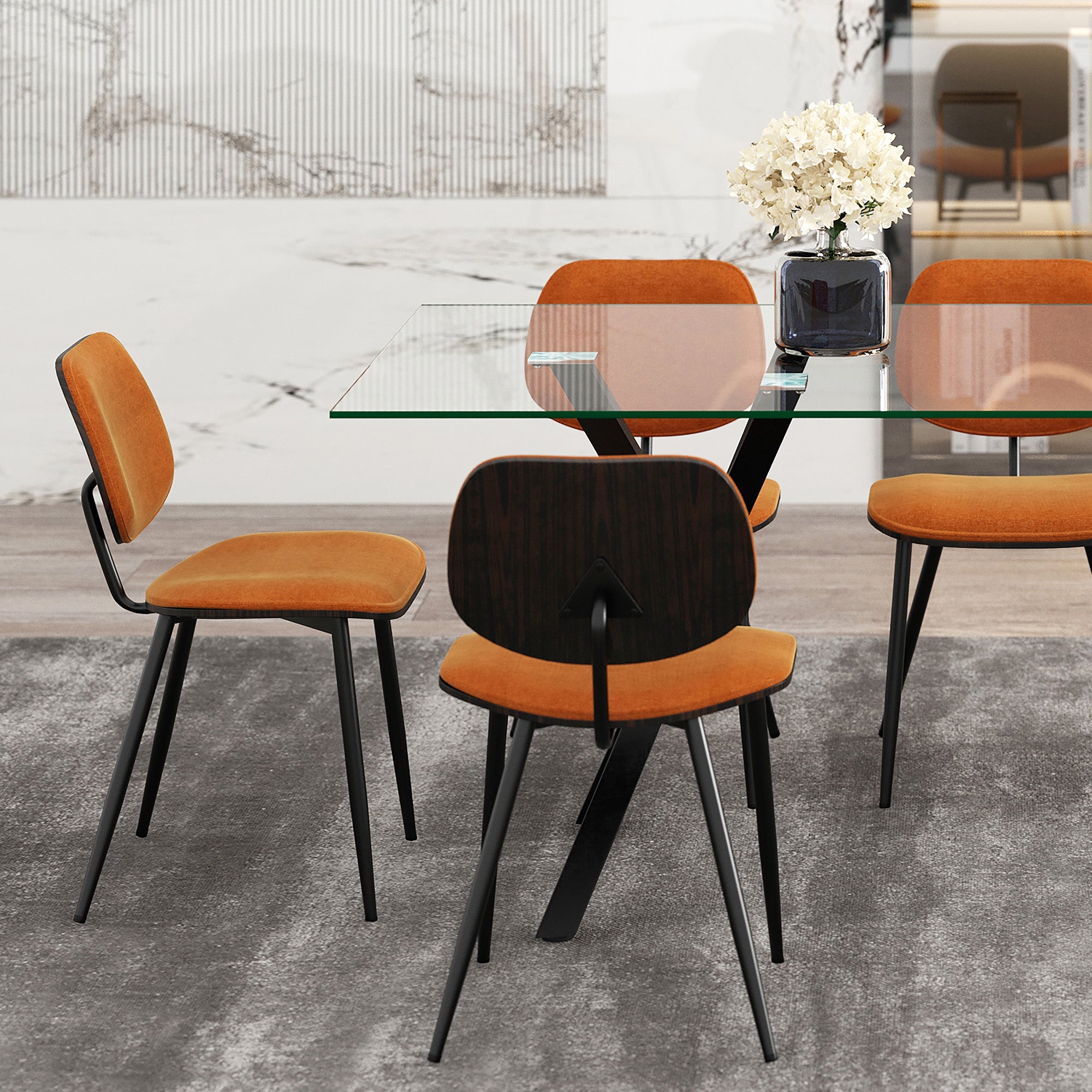 Capri Side Chair, Set of 2, in Rust, Walnut and Black 202-591RS