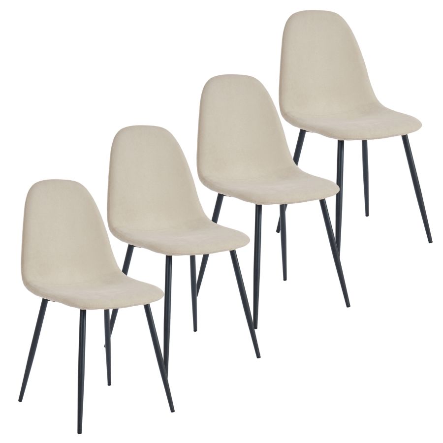 Olly Side Chair, Set of 4 in Beige and Black 202-606BG