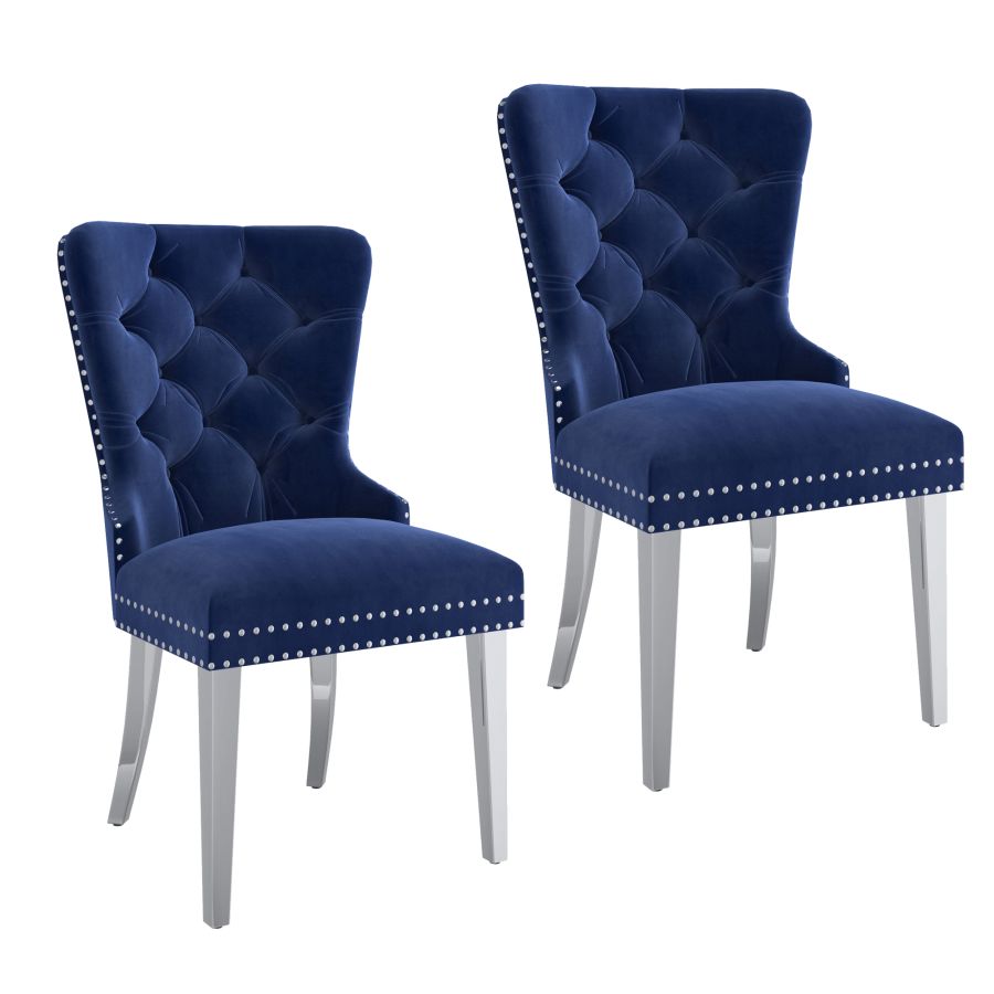 Hollis Side Chair, set of 2, in Navy 202-614NAV