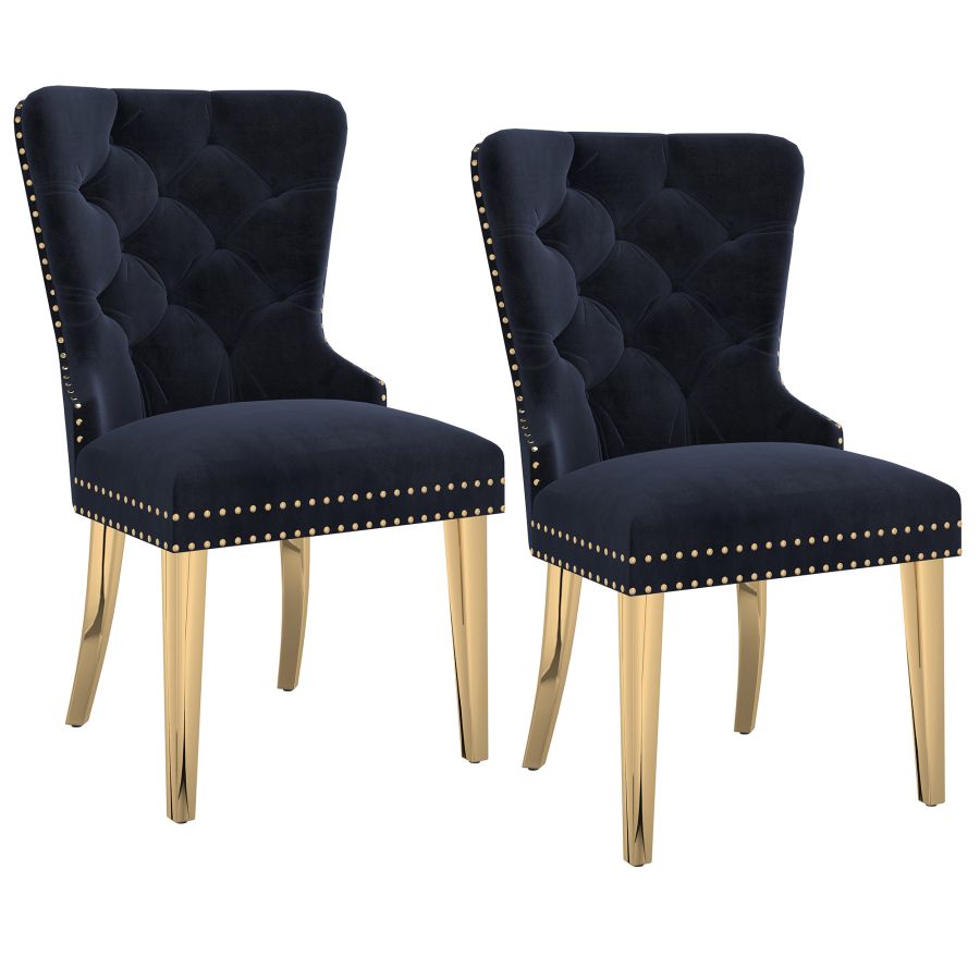 Mizal Side Chair, Set of 2 in Black and Gold 202-629BLK