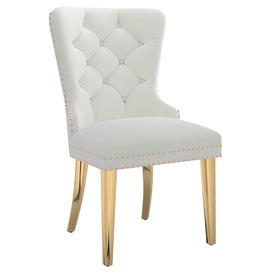 Mizal Side Chair, Set of 2 in Ivory and Gold 202-629IV