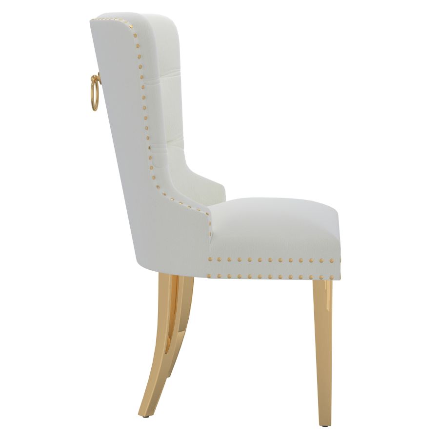 Mizal Side Chair, Set of 2 in Ivory and Gold 202-629IV