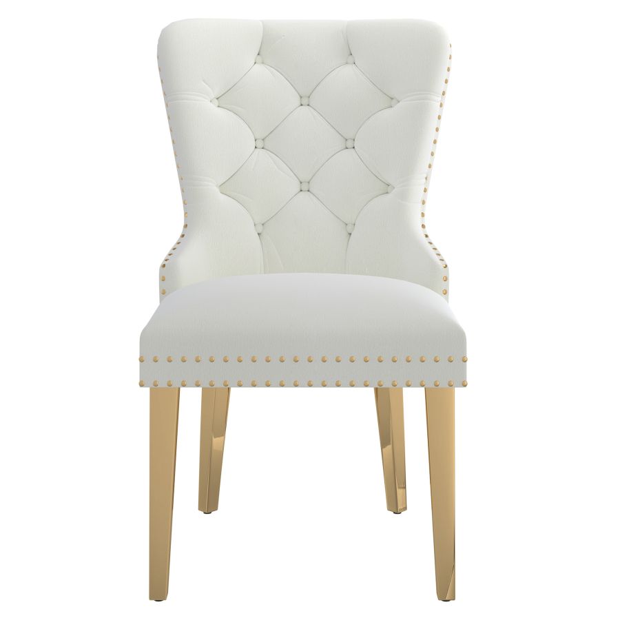 Mizal Side Chair, Set of 2 in Ivory and Gold 202-629IV