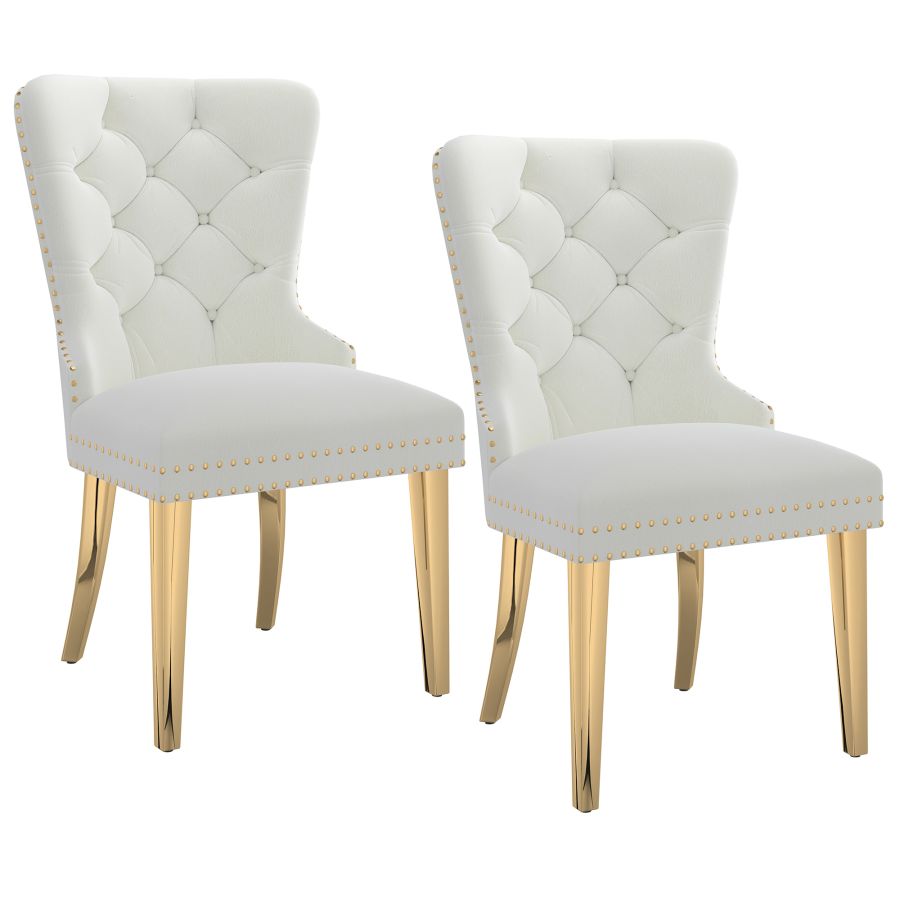 Mizal Side Chair, Set of 2 in Ivory and Gold 202-629IV