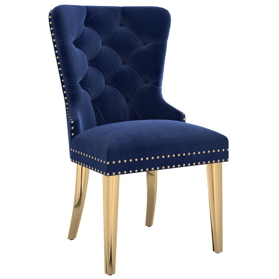 Mizal Side Chair, Set of 2 in Navy and Gold 202-629NAV