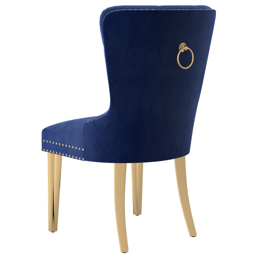 Mizal Side Chair, Set of 2 in Navy and Gold 202-629NAV