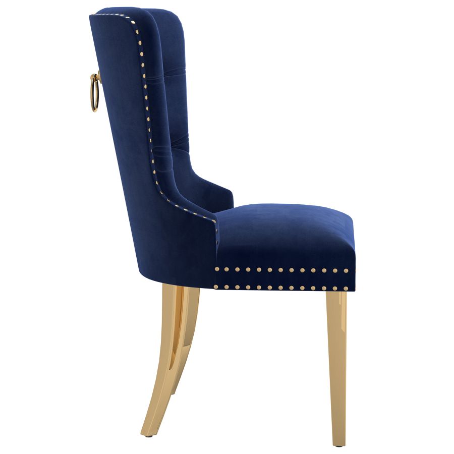 Mizal Side Chair, Set of 2 in Navy and Gold 202-629NAV