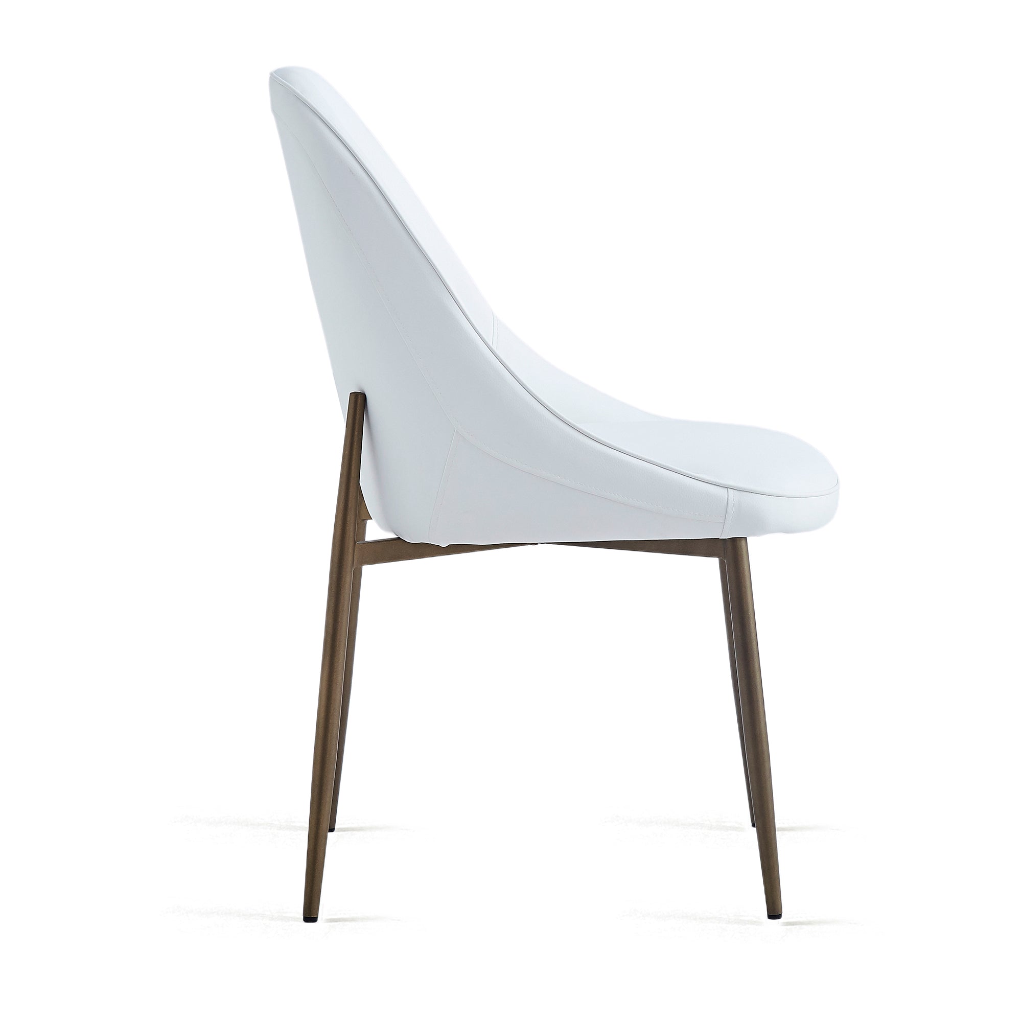 Cleo Side Chair, Set of 2, in White and Aged Gold 202-636WT