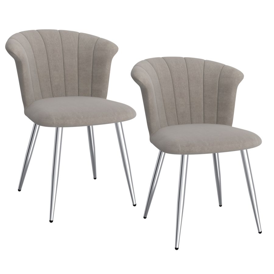 Orchid Side Chair, Set of 2 in Grey and Chrome 202-651GY_CH