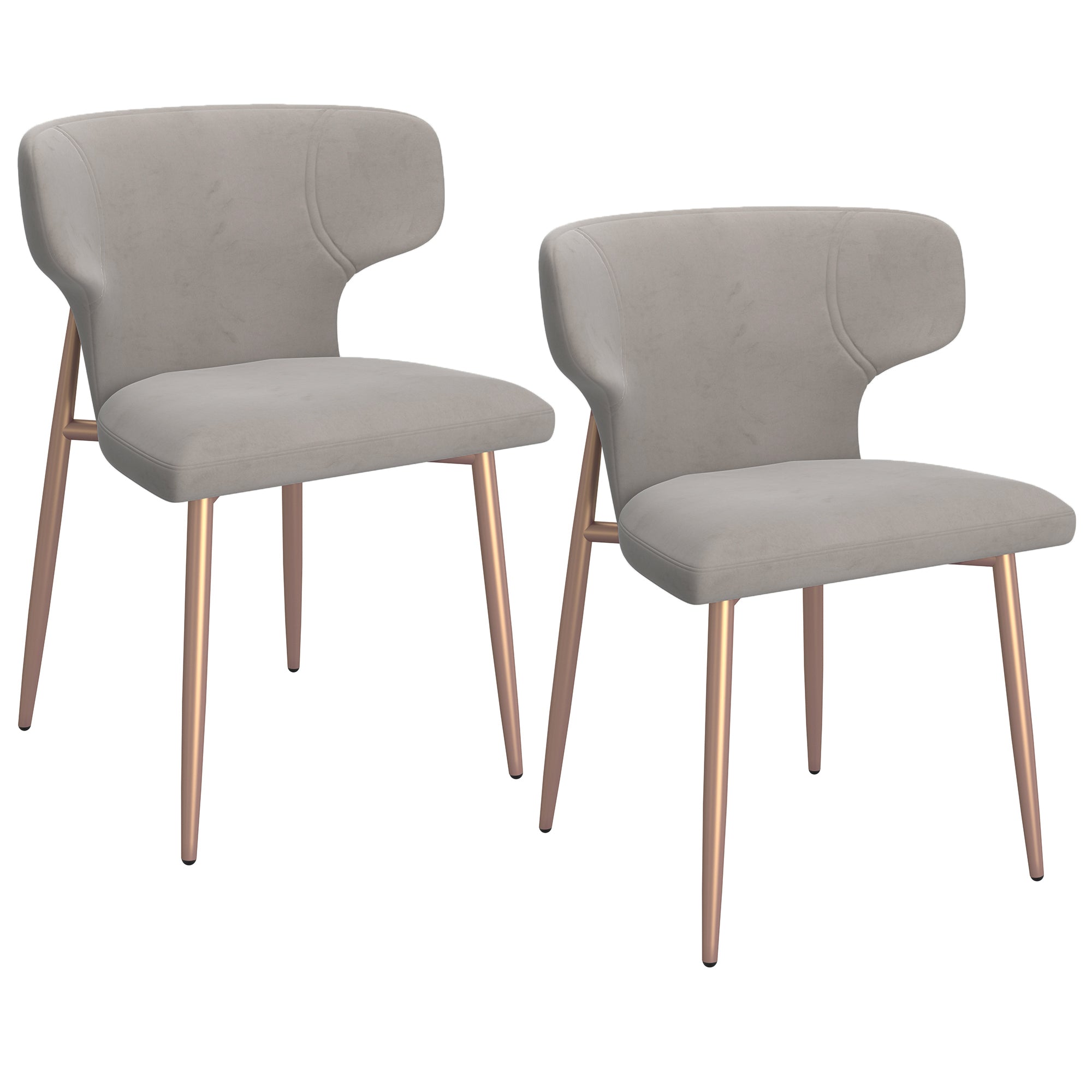 Akira Side Chair, Set of 2 in Grey and Aged Gold 202-673GRY
