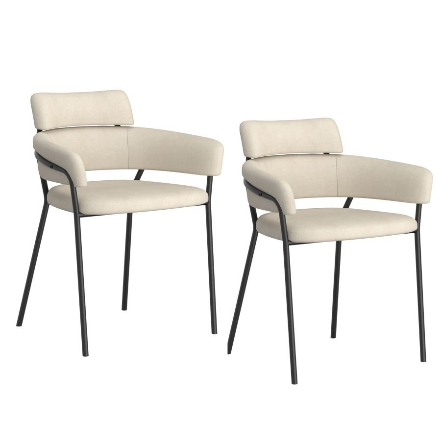 Axel Side Chair, Set of 2 in Beige and Black 202-674BEG