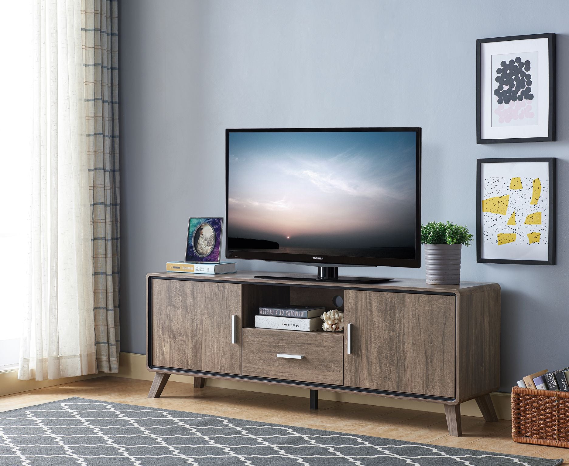 ( Discontinued ) 60'' TV Stand Walnut Oak 202686