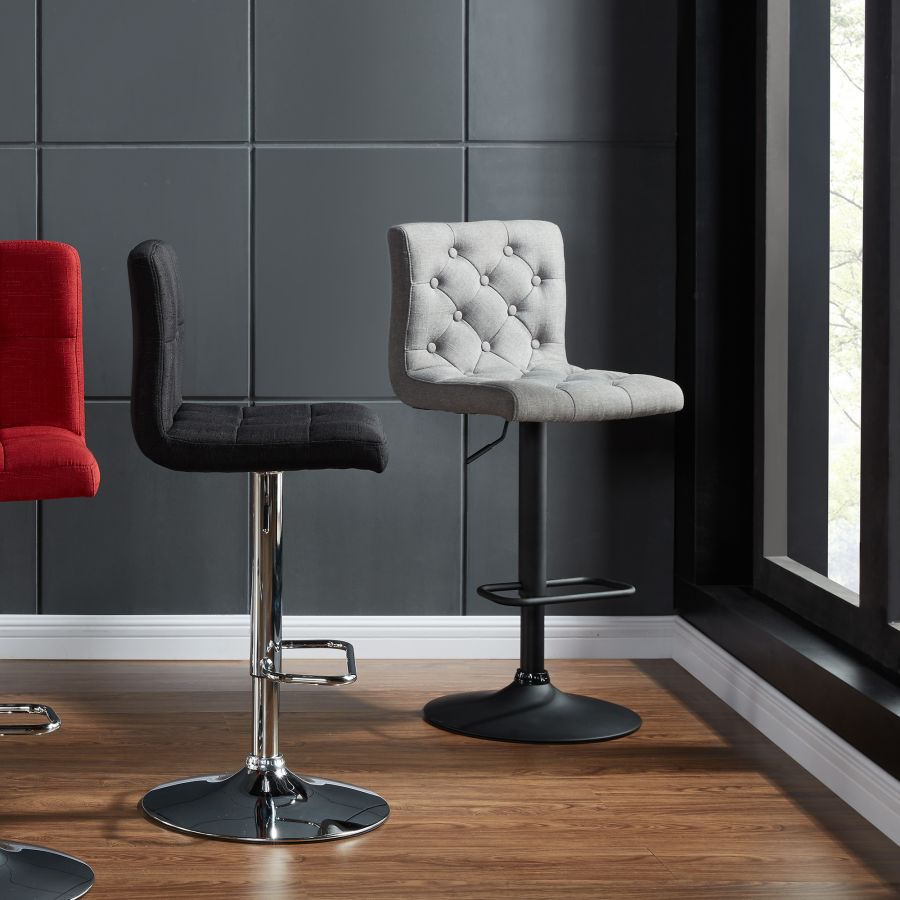 Dex Adjustable Air Lift Stool, Set of 2 in Grey and Black 203-153GY