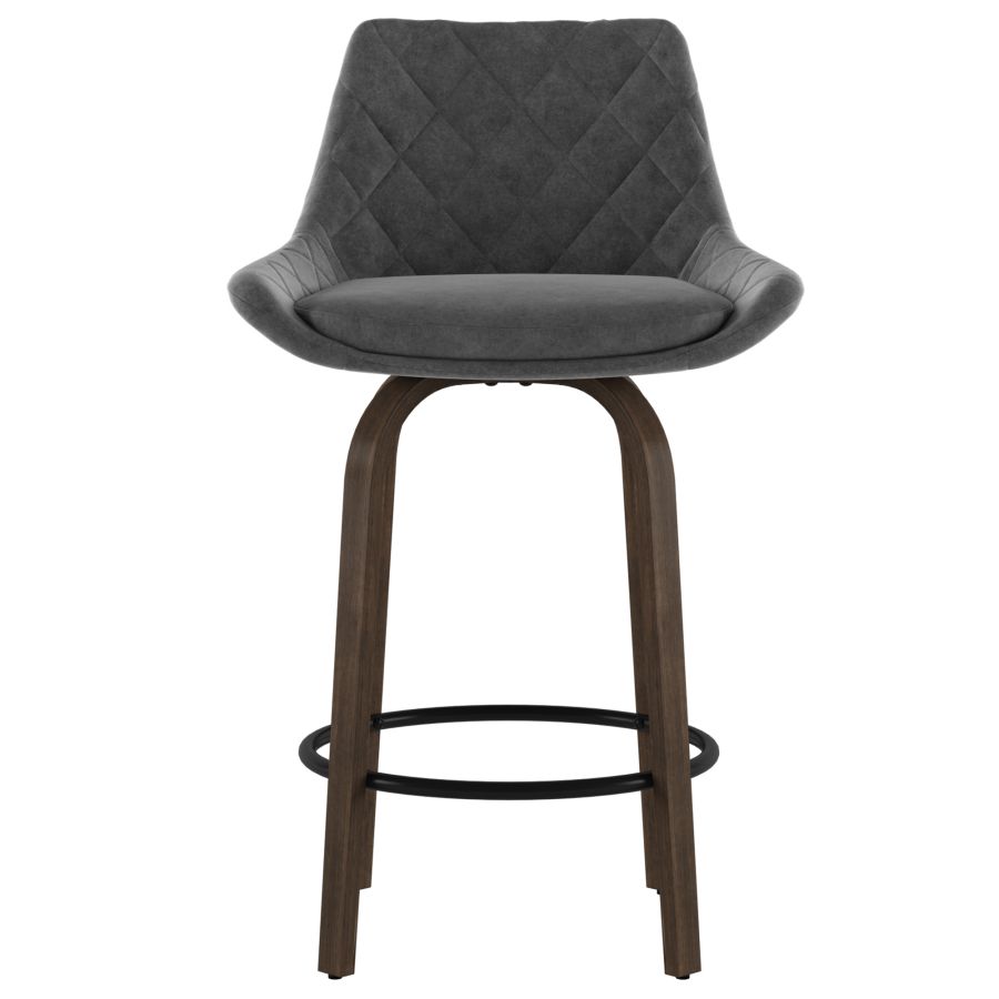 Kenzo 26" Counter Stool, Set of 2 in Grey and Walnut 203-544GY