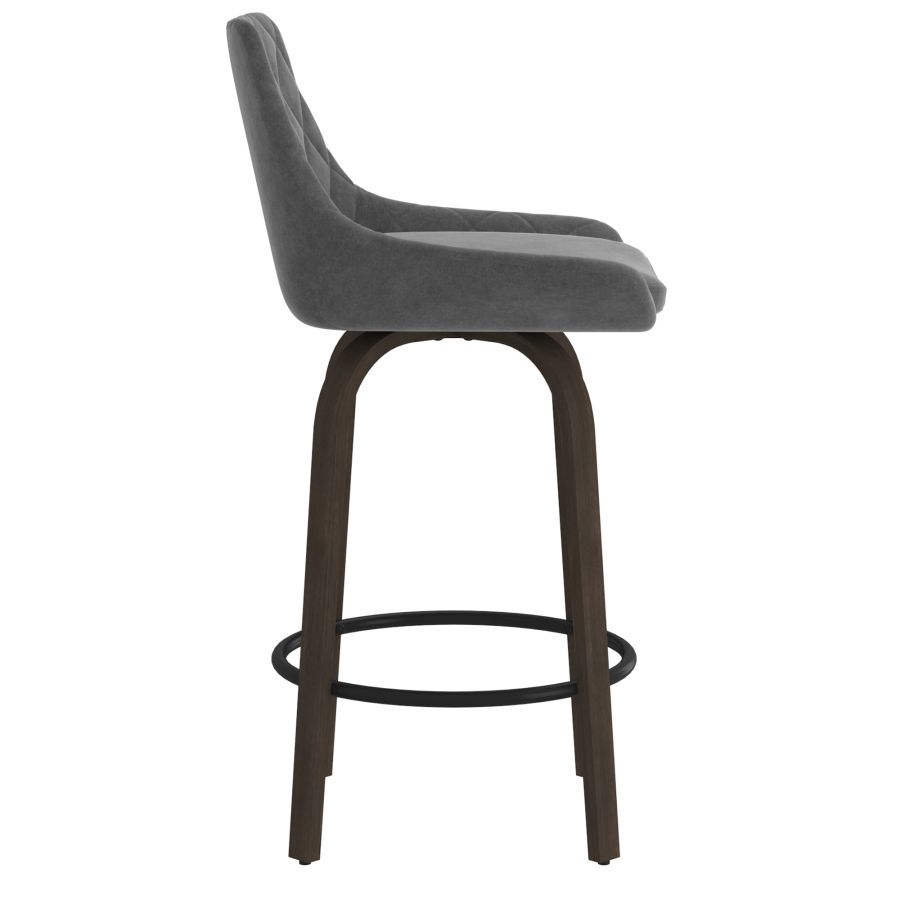 Kenzo 26" Counter Stool, Set of 2 in Grey and Walnut 203-544GY