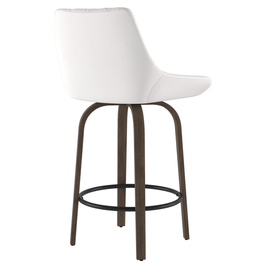 Kenzo 26" Counter Stool, Set of 2 in White and Walnut 203-544WT